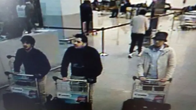 The three men who are suspected of taking part in the attacks at Belgium"s Zaventem Airport