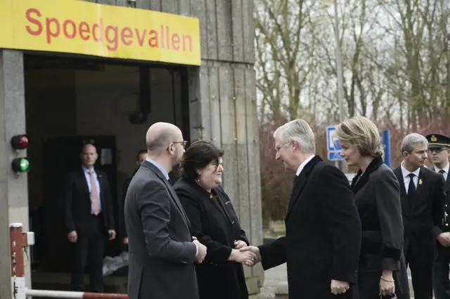 King Philippe and Queen Mathilde of Belgium arriving at Erasme hospital in Brussels