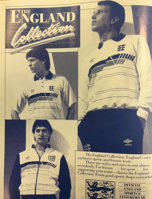 Gary Lineker modelling England tops