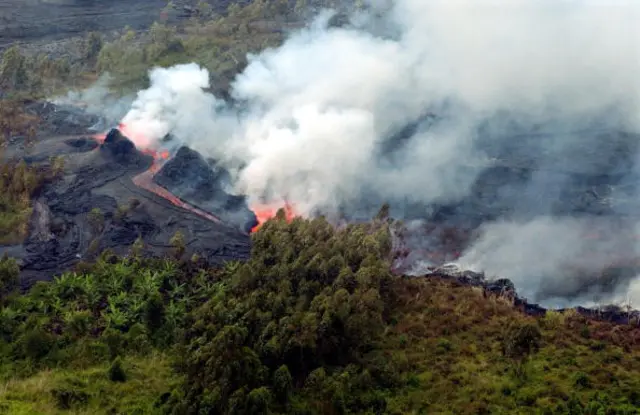 Lava seen at the cap of Mount Nyiragongo in DR Congo