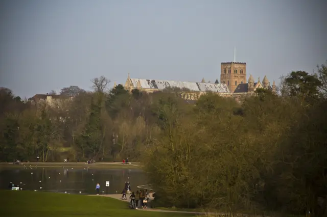 St Albans park and cathedral