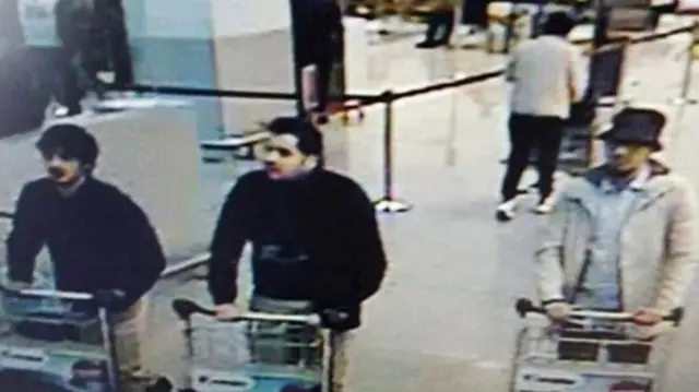 CCTV images showed three suspects ahead of the airport bombings