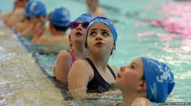 Children getting swimming lessons