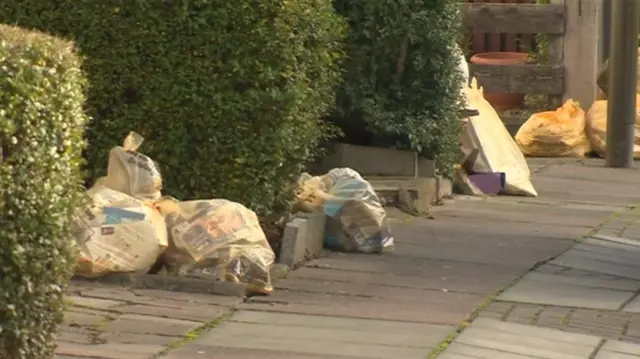 Recycling bag on the street in Leicester