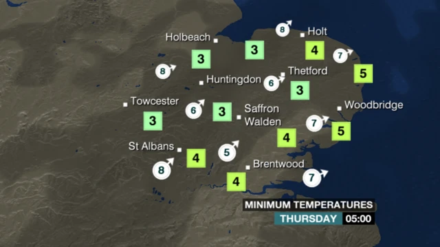 Weather graphic shows lows of 3C tonight