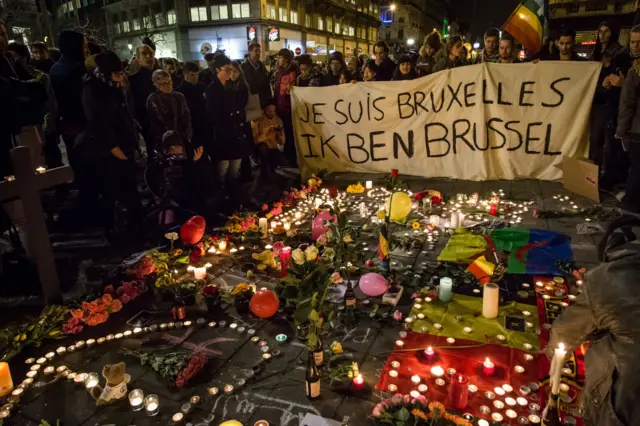 Candlelit vigil at Place de la Bourse in Brussels