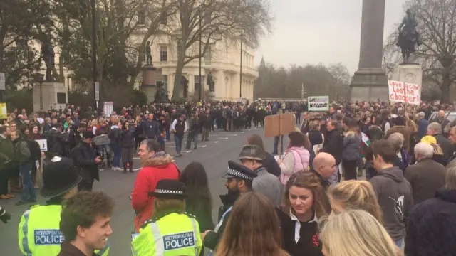 Protesters gathering in London