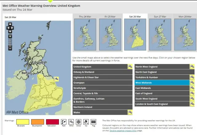 Weather Warning map