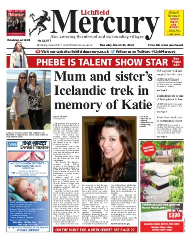 Lichfield Mercury front page