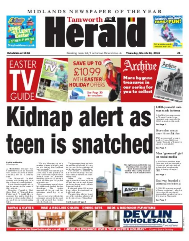 This week's Tamworth Herald front page