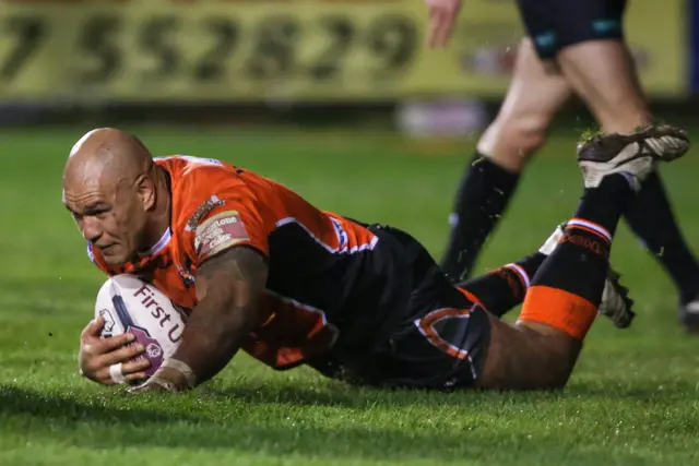 Jake Webster scores a try for Castleford