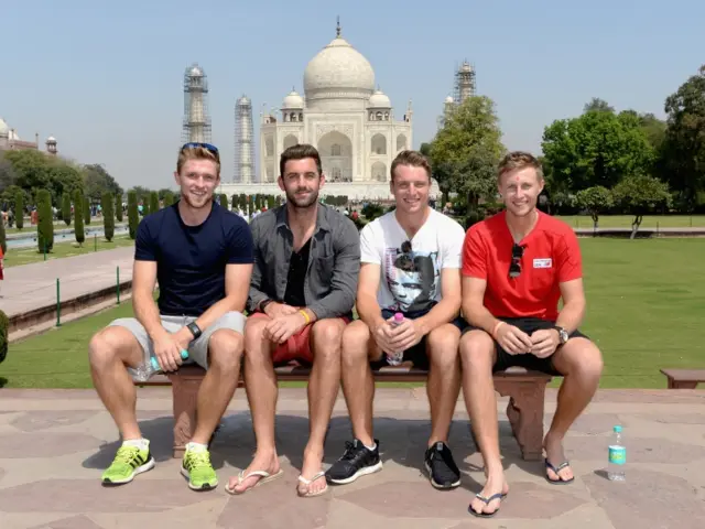 England players visit the Taj Mahal