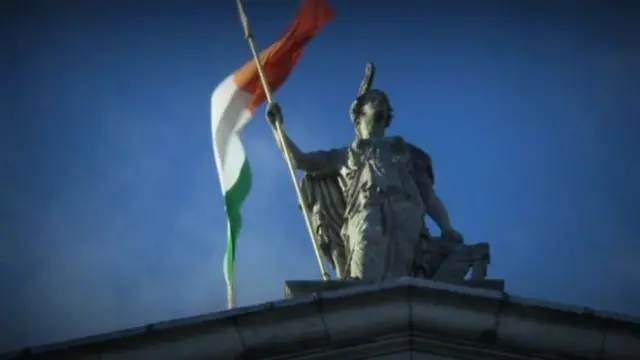 Irish tricolour flies over Dublin's GPO