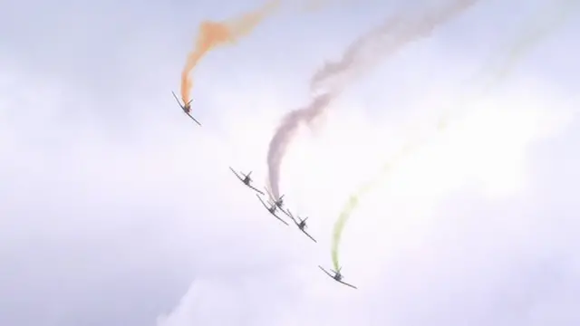 Aircraft on the flypast over O'Connell Street