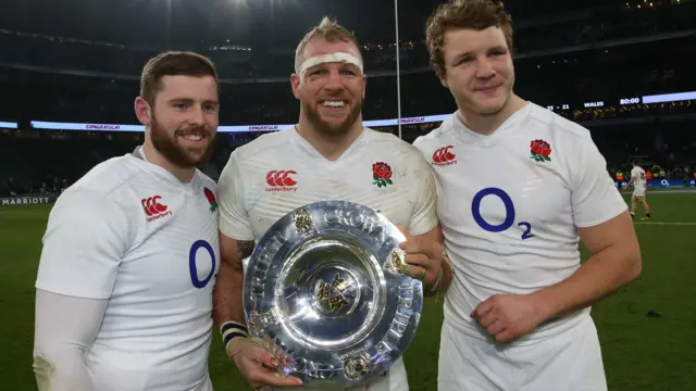 Elliot Daly, James Haskell and Joe Launchbury