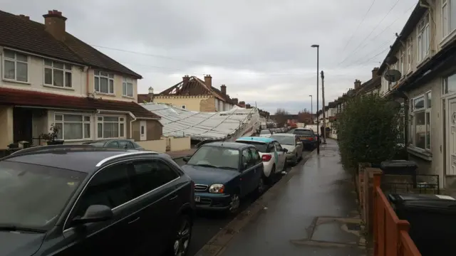 Collapsed scaffolding in Croydon