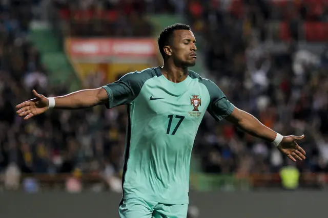 Nani celebrates