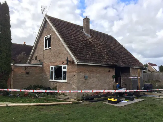 Fire-gutted house, Somesham