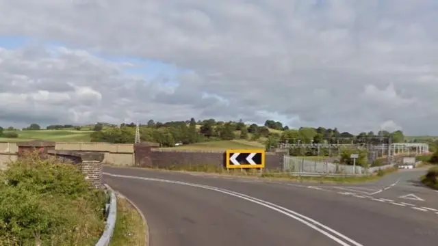 Site of the crash on A51, Stableford