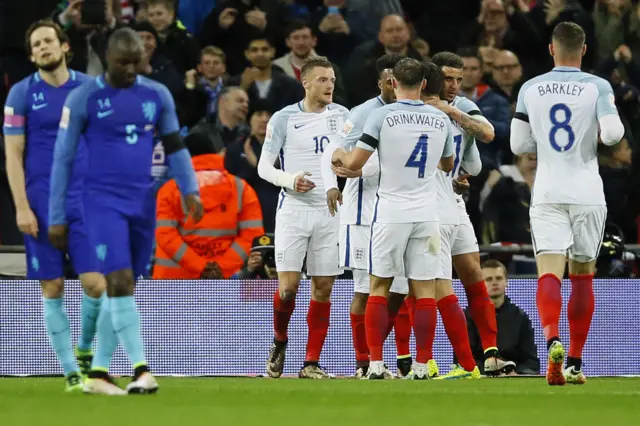 England players celebrate