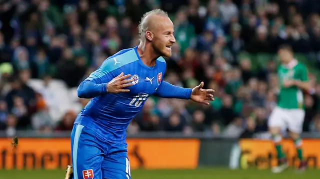 Miroslav Stoch celebrates