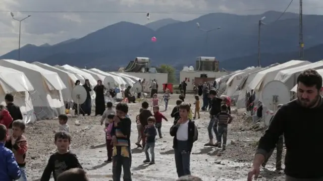 Refugees in a camp