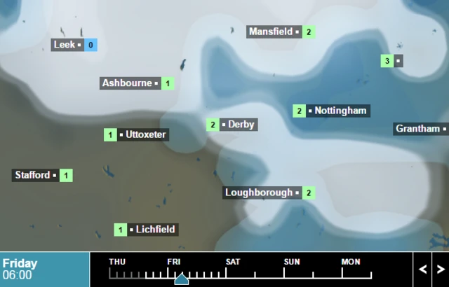 Weather temperatures for 6am on Friday March 4