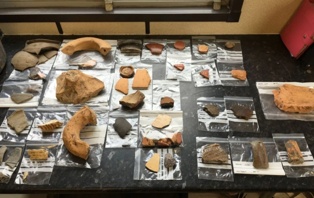 Artefacts from the archaeological dig at Chester Green in Derby