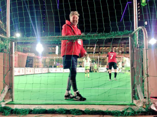 Robbie Savage in goal