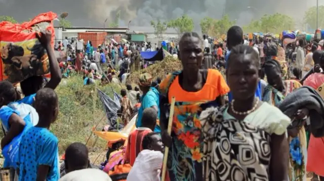 South Sudanese people fleeing fighting in Malakal - February 2016
