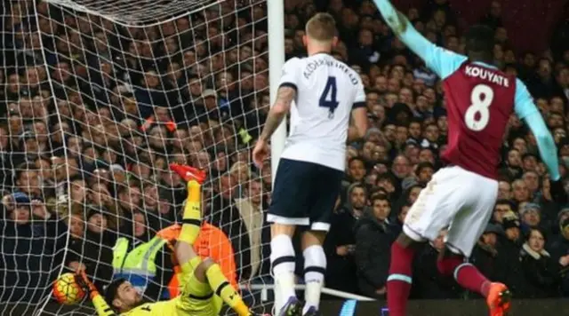 West Ham scoring goal against Tottenham