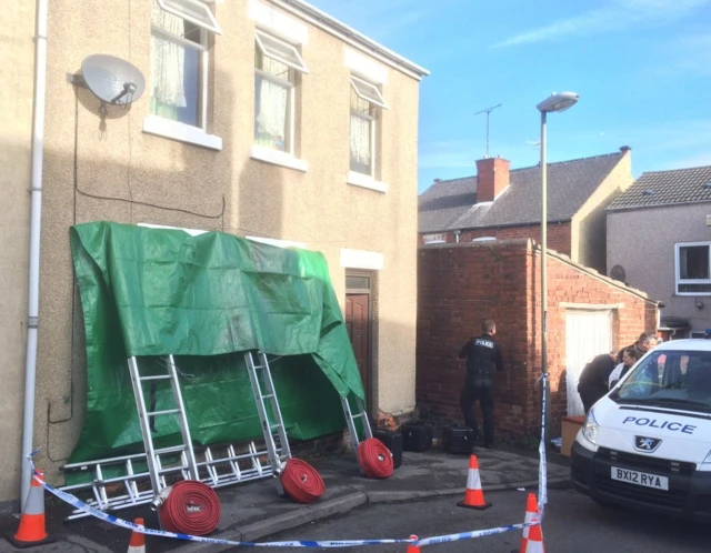 Scene of house fire in Catherine Street in Chesterfield