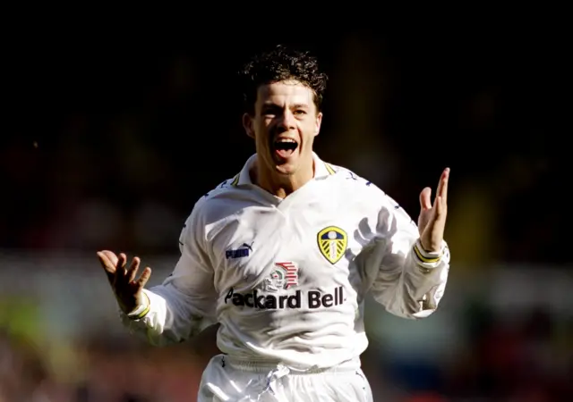 Ian Harte scores for Leeds against Nottingham Forest in 1999