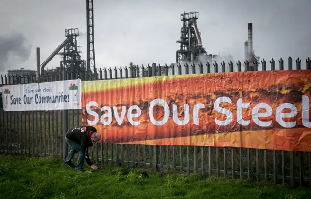 save our steel banner at Port Talbot