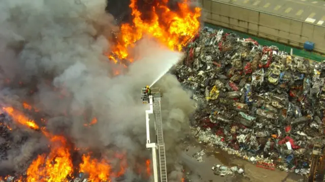 Overhead view of the fire
