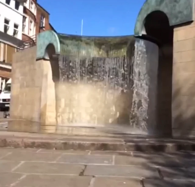 Water feature in Derby city centre switched off today to save the council money