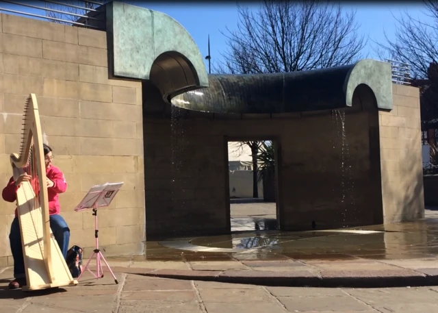 Water feature is switched off in derby city centre