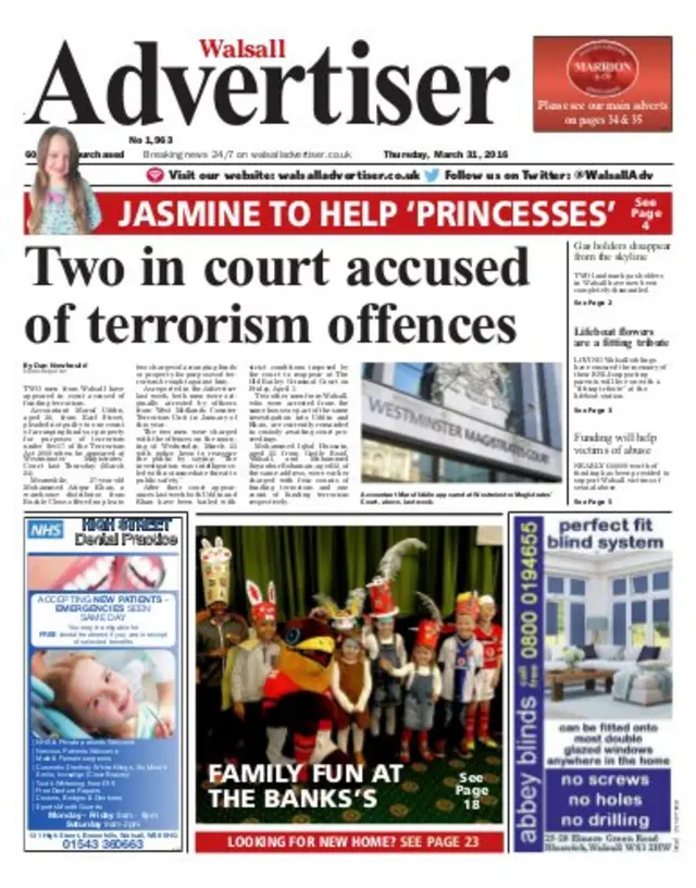 Walsall Advertiser front page