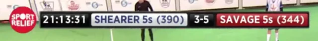 Scoreline - Shearer 5s 3-5 Savage 5s