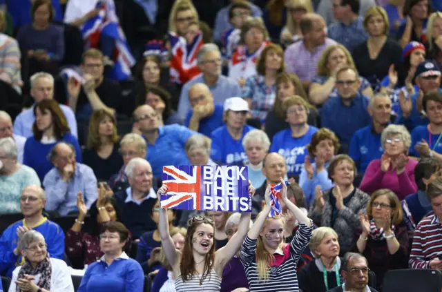 The British fans at the Davis Cup