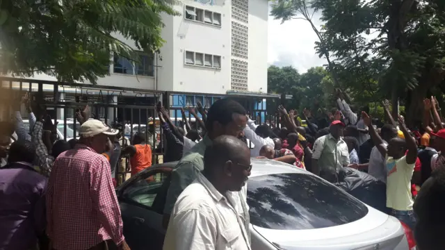 Scene outside the police station