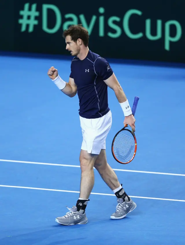 Andy Murry wins at the Davis Cup