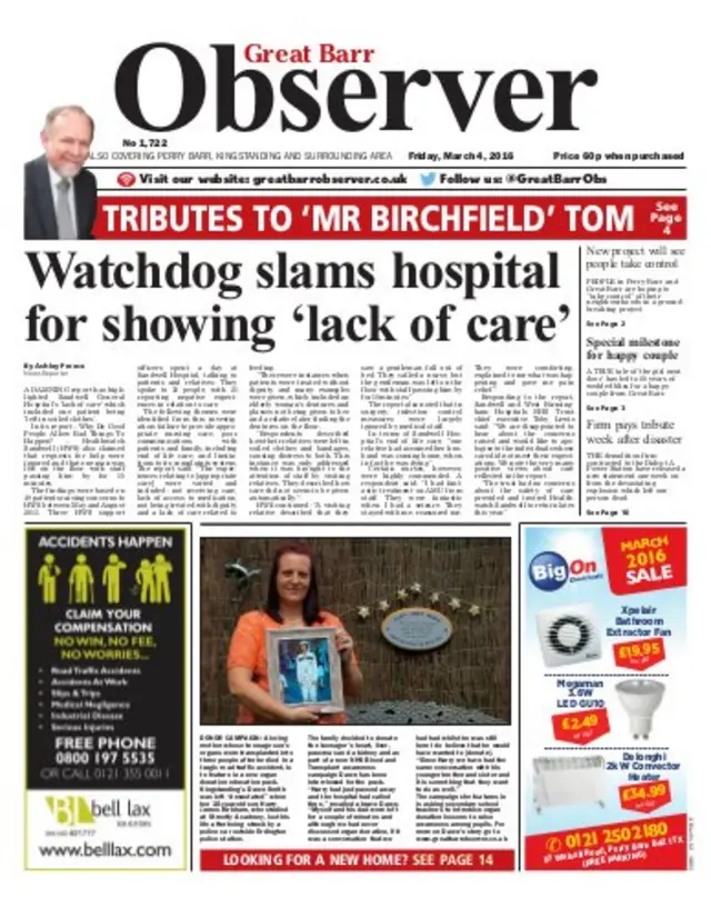 Great Barr Observer front page