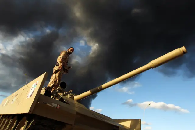 Man on a tank in Libya