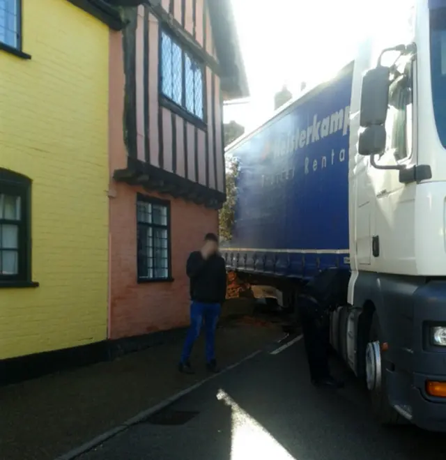 Woolpit lorry crash scene