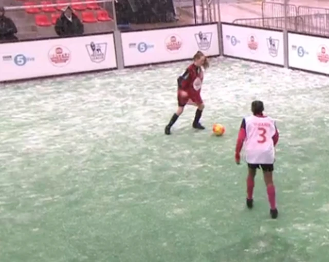 Snow covered pitch