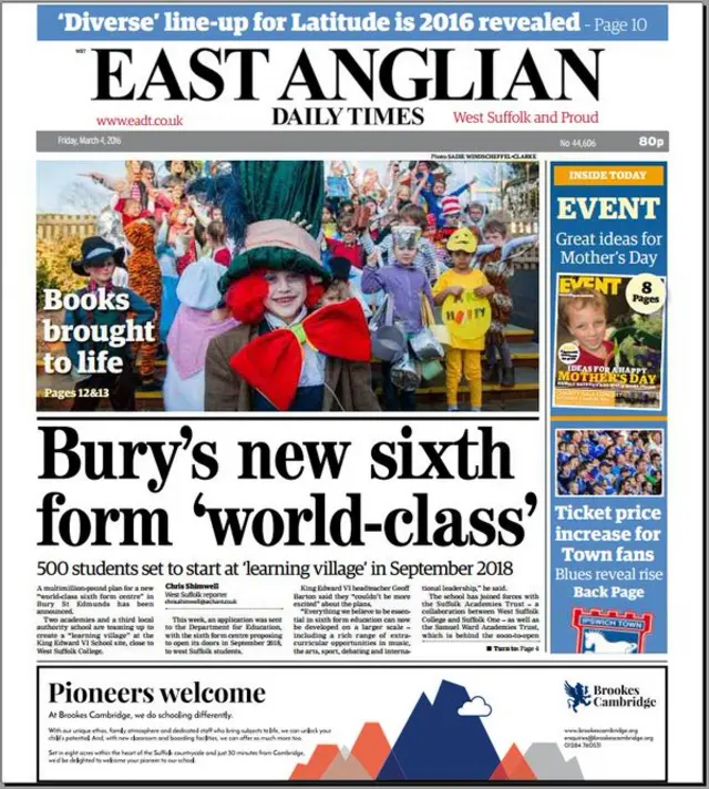 EADT front page west edition