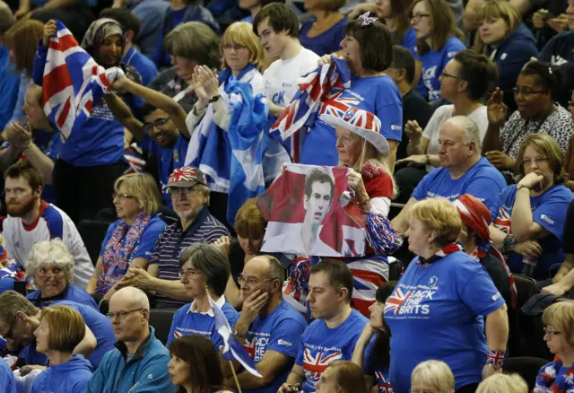 Andy Murray fans celebrate at Davis Cup