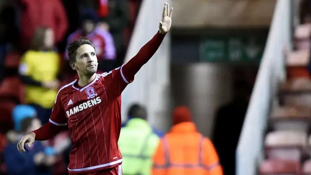 Gaston Ramirez celebrates one of his goals against Wolves