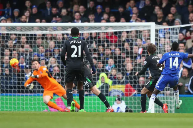 Bertrand Traore scores for Chelsea